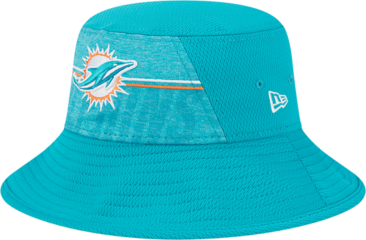 Miami Dolphins New Era 2023 NFL Training Camp Stretch Bucket Hat - Aqua