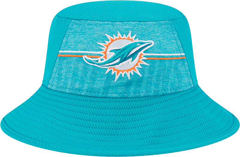 Miami Dolphins New Era 2023 NFL Training Camp Stretch Bucket Hat - Aqua