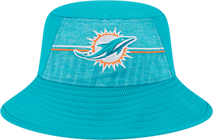 Miami Dolphins New Era 2023 NFL Training Camp Stretch Bucket Hat - Aqua