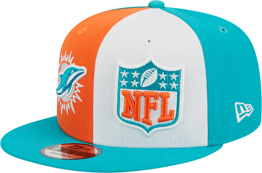 Miami Dolphins New Era 2023 Sideline 9FIFTY Snapback Hat - Orange/Aqua