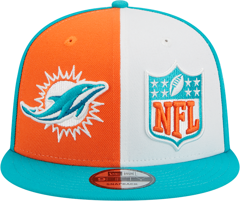 Miami Dolphins New Era 2023 Sideline 9FIFTY Snapback Hat - Orange/Aqua