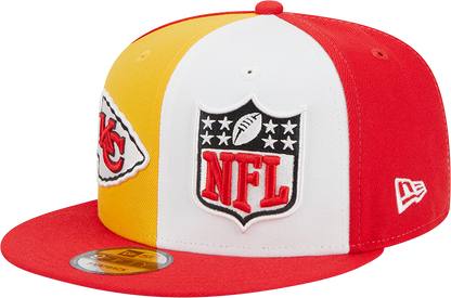 Kansas City Chiefs New Era 2023 Sideline 9FIFTY Snapback Hat - Gold/Red