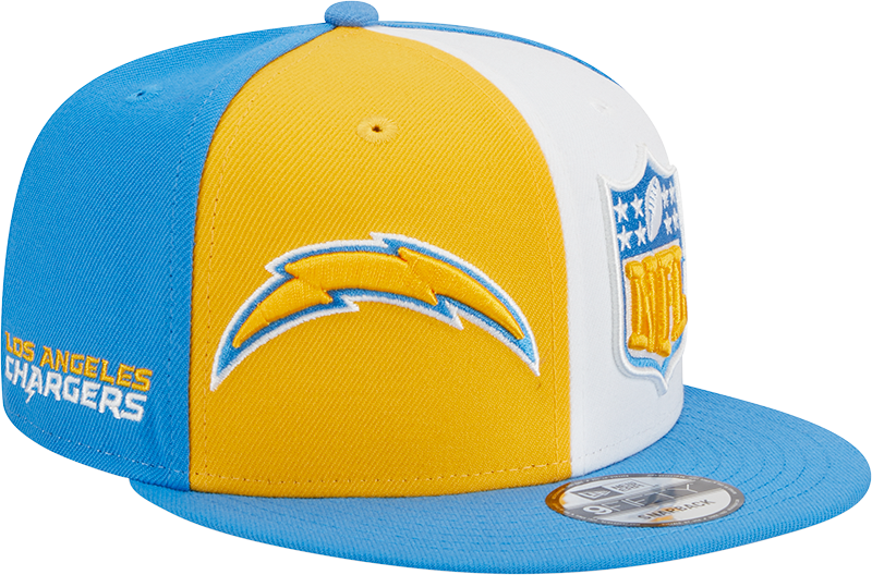 Los Angeles Chargers New Era 2023 Sideline 9FIFTY Snapback Hat - Gold/Powder Blue