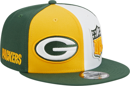 Green Bay Packers New Era 2023 Sideline 9FIFTY Snapback Hat - Gold/Green