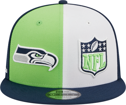 Seattle Seahawks New Era 2023 Sideline 9FIFTY Snapback Hat - Neon Green/College Navy