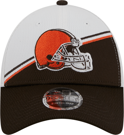 Cleveland Browns New Era 2023 Sideline 9FORTY Adjustable Hat - White/Brown