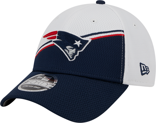 New England Patriots New Era 2023 Sideline 9FORTY Adjustable Hat - White/Navy