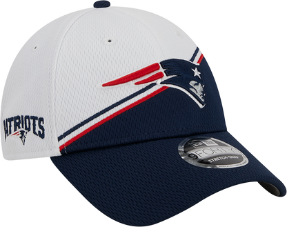 New England Patriots New Era 2023 Sideline 9FORTY Adjustable Hat - White/Navy