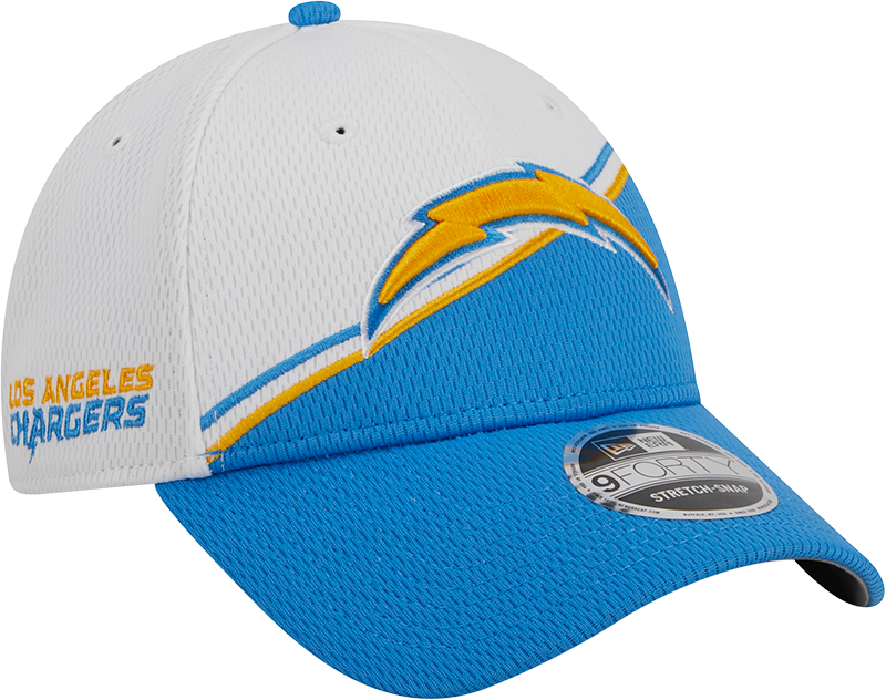 Los Angeles Chargers New Era 2023 Sideline 9FORTY Adjustable Hat - White/Powder Blue