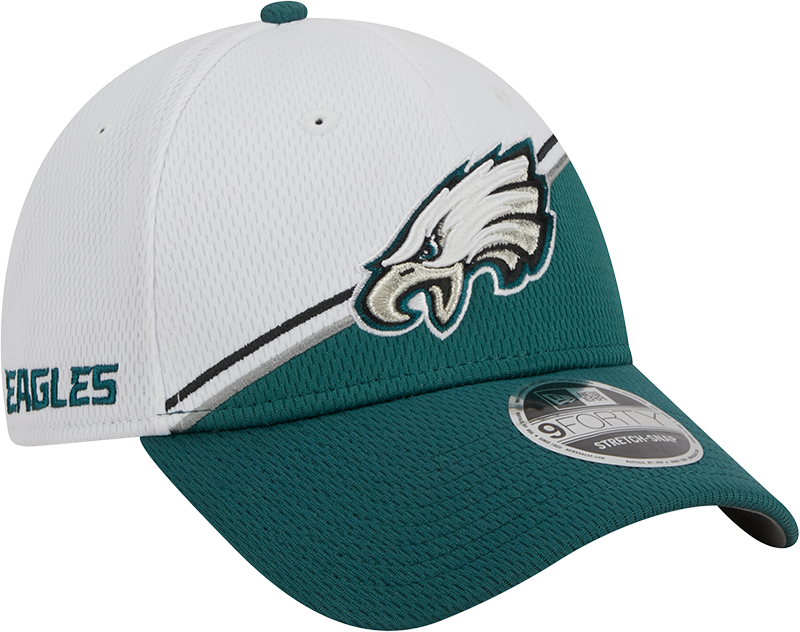 Philadelphia Eagles New Era 2023 Sideline 9FORTY Adjustable Hat - White/Midnight Green