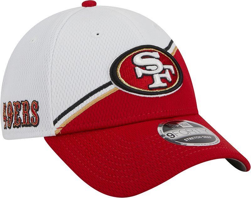 San Francisco 49ers New Era 2023 Sideline 9FORTY Adjustable Hat - White/Scarlet