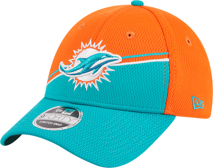 Miami Dolphins New Era 2023 Sideline 9FORTY Adjustable Hat - Orange/Aqua