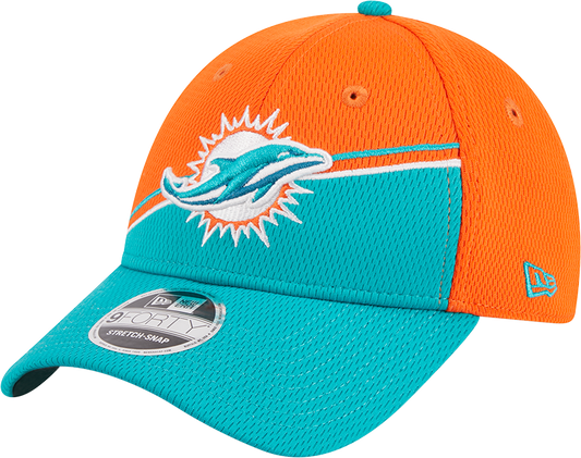 Miami Dolphins New Era 2023 Sideline 9FORTY Adjustable Hat - Orange/Aqua