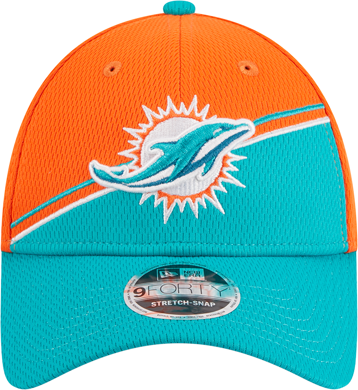 Miami Dolphins New Era 2023 Sideline 9FORTY Adjustable Hat - Orange/Aqua