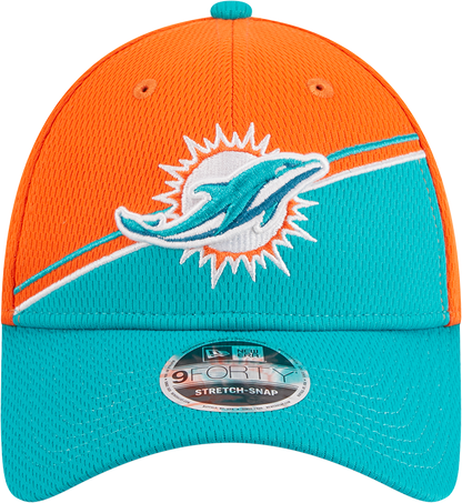 Miami Dolphins New Era 2023 Sideline 9FORTY Adjustable Hat - Orange/Aqua