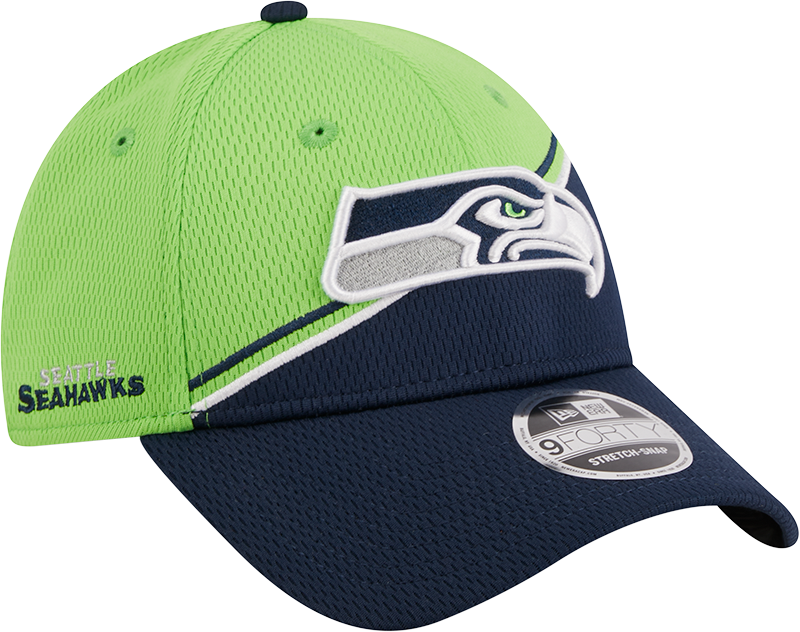 Seattle Seahawks New Era 2023 Sideline 9FORTY Adjustable Hat - Neon Green/College Navy