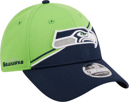 Seattle Seahawks New Era 2023 Sideline 9FORTY Adjustable Hat - Neon Green/College Navy