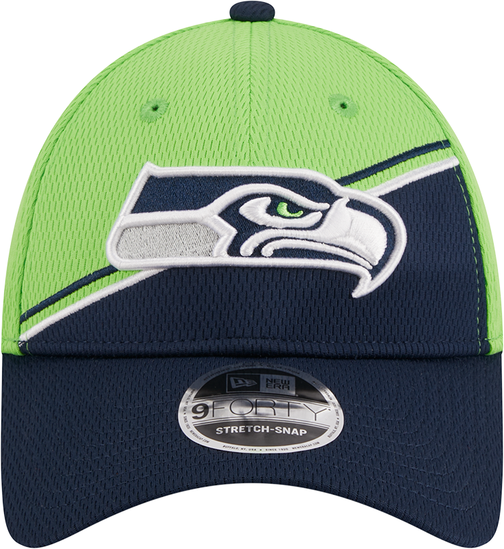 Seattle Seahawks New Era 2023 Sideline 9FORTY Adjustable Hat - Neon Green/College Navy