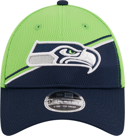 Seattle Seahawks New Era 2023 Sideline 9FORTY Adjustable Hat - Neon Green/College Navy