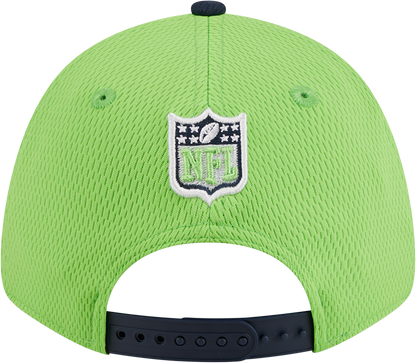 Seattle Seahawks New Era 2023 Sideline 9FORTY Adjustable Hat - Neon Green/College Navy