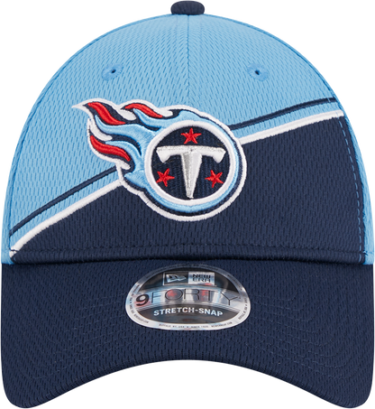 Tennessee Titans New Era 2023 Sideline 9FORTY Adjustable Hat - Light Blue/Navy