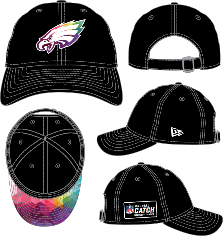 Philadelphia Eagles New Era 2023 NFL Crucial Catch 9TWENTY Adjustable Hat - Black