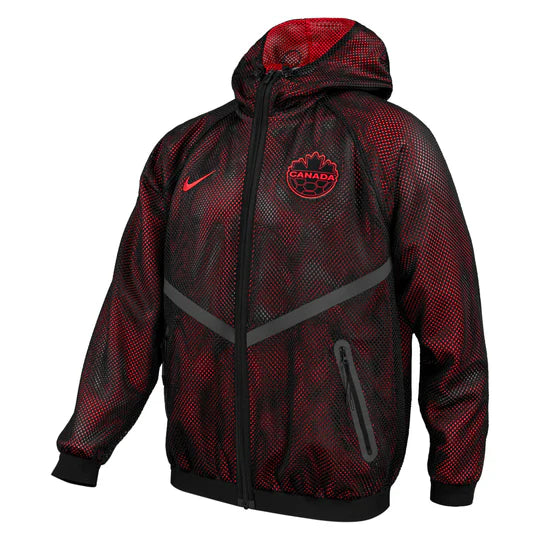 2026 WORLD CUP CANADA SOCCER UNISEX KEEP ME COOL NATIONAL ANTHEM JACKET -BLACK-RED