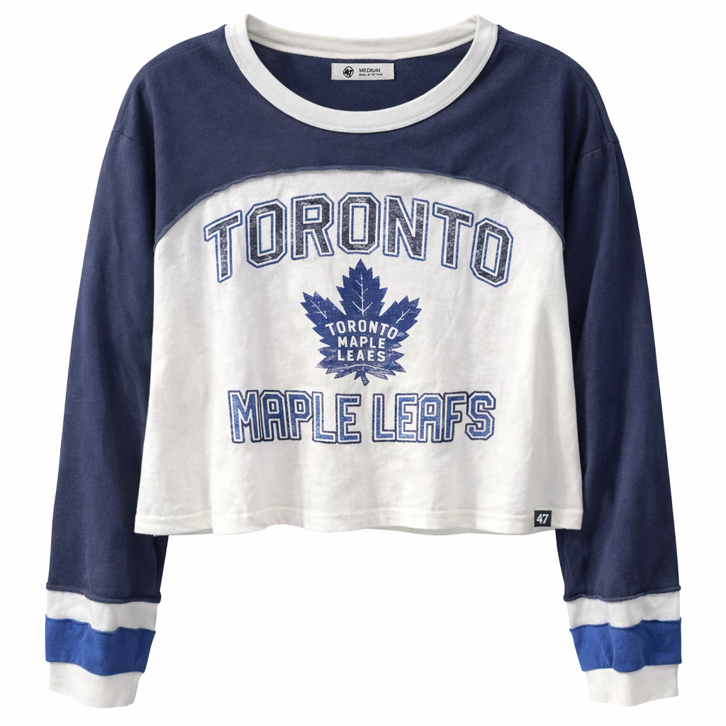 TORONTO MAPLE LEAFS WOMEN'S LONG SLEEVE TEE-SHIRT - WHITE & ROYAL BLUE