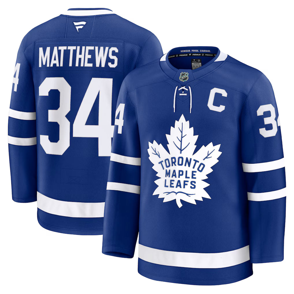 Men's Toronto Maple Leafs Fanatics Captain Patch Home Premium Player Jersey - Auston Matthews - Blue