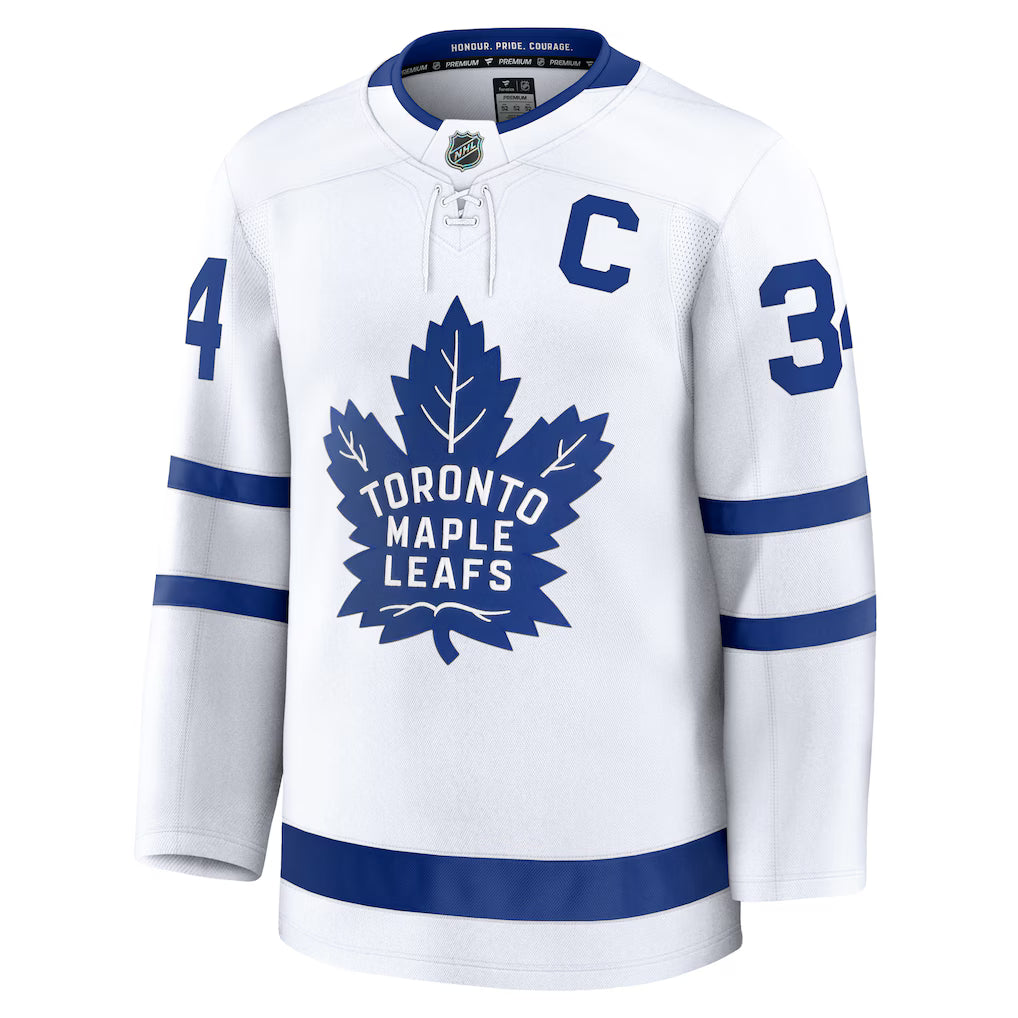 AUSTON MATTHEWS TORONTO MAPLE LEAFS FANATICS AWAY PREMIUM PLAYER JERSEY - WHITE
