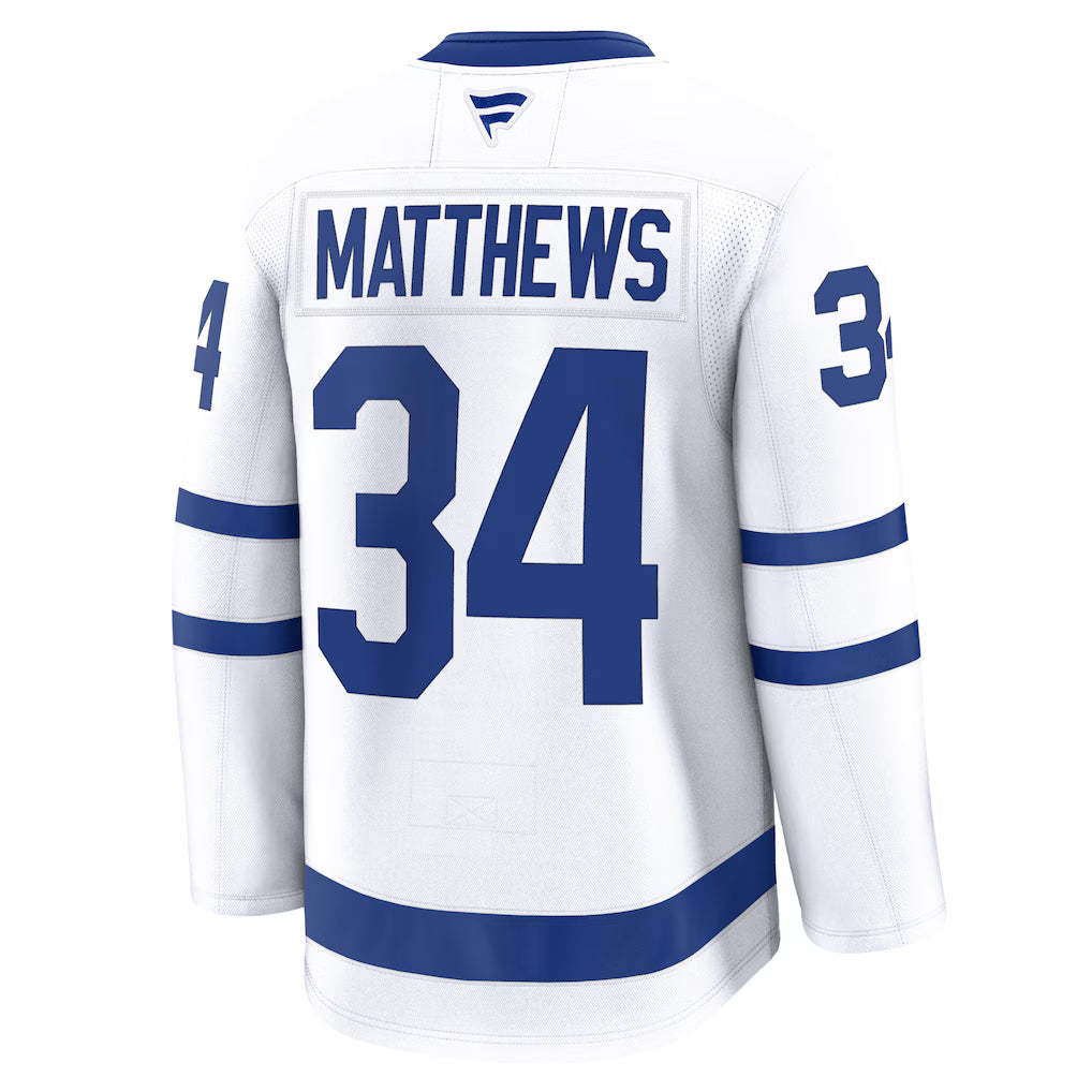 AUSTON MATTHEWS TORONTO MAPLE LEAFS FANATICS AWAY PREMIUM PLAYER JERSEY - WHITE
