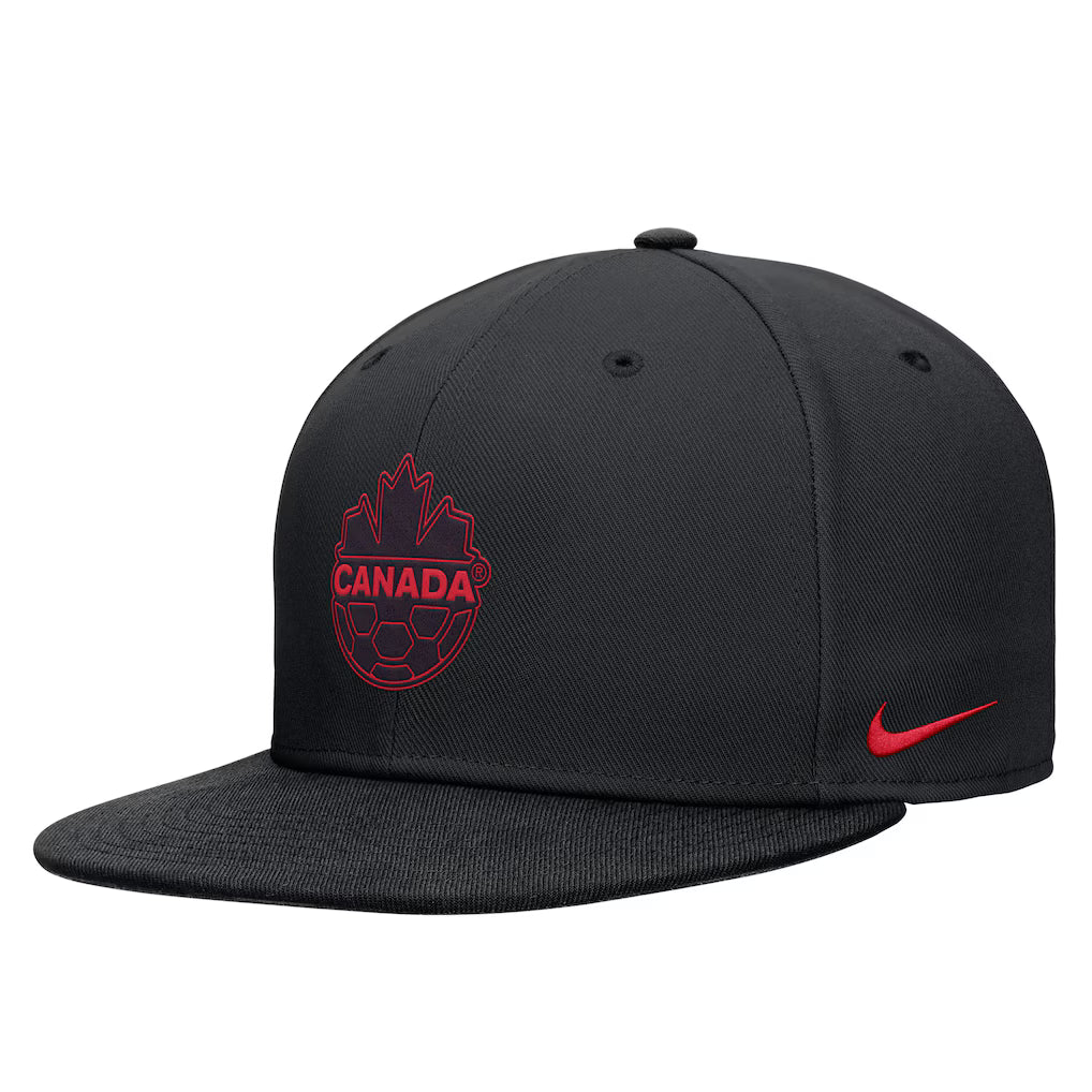 CANADA SOCCER MEN'S NIKE BLACK ADJUSTABLE FLAT BILL HAT