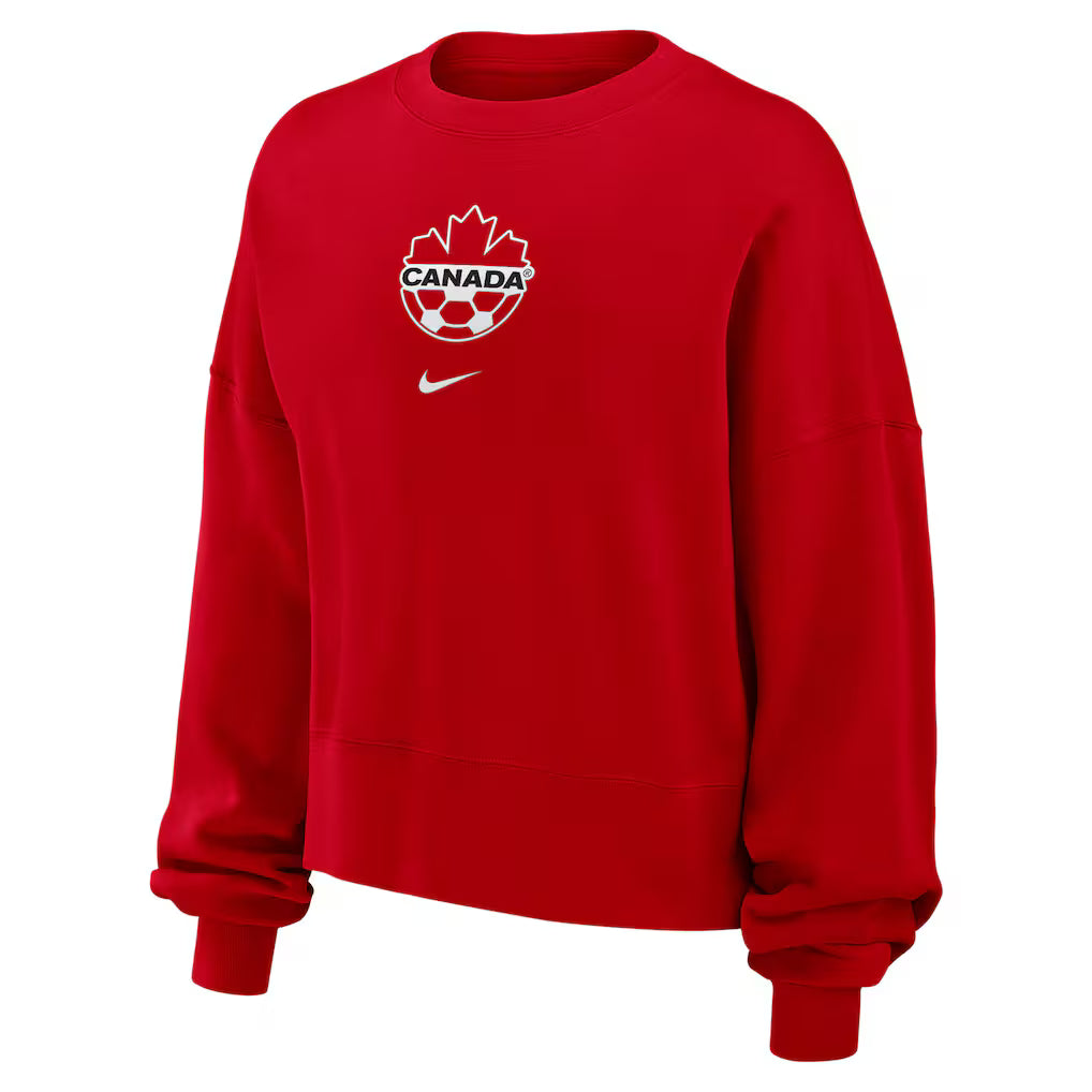 Canada Soccer Women's Nike Phoenix Fleece Crewneck Sweatshirt - Red
