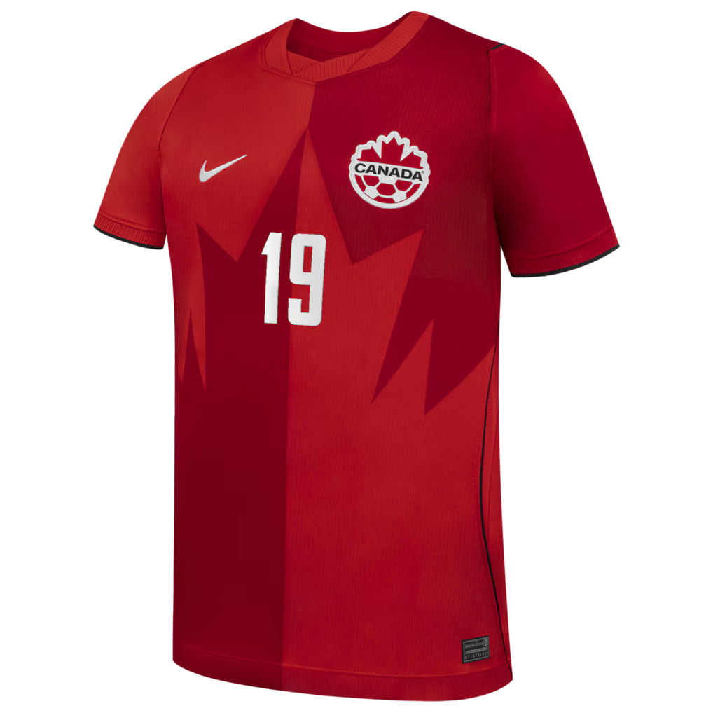 2026 WORLD CUP ALPHONSO DAVIES #19 CANADA SOCCER YOUTH NIKE HOME STADIUM REPLICA JERSEY - RED