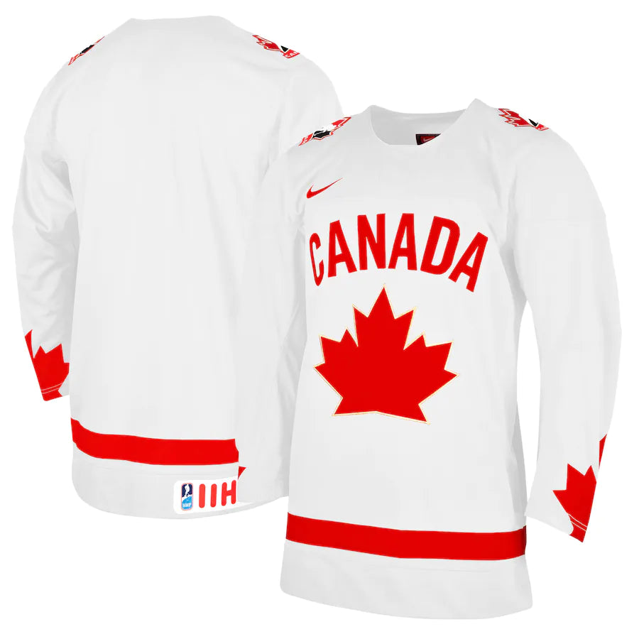 Men's Nike White Hockey Canada One Leaf Blank Replica Jersey