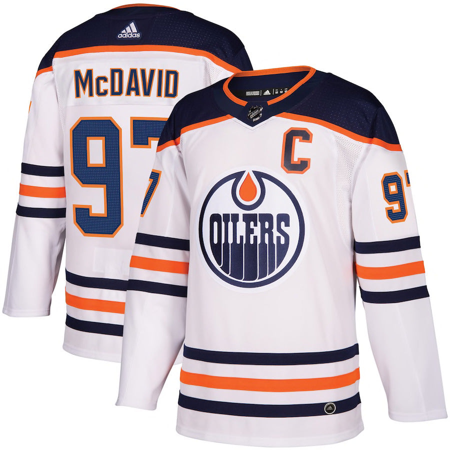 Men's Edmonton Oilers Connor McDavid Adidas White Away Authentic Jersey