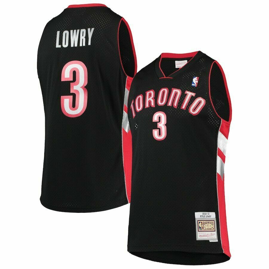 Men's Mitchell & Ness Kyle Lowry Black Toronto Raptors 2012-13 Hardwood Classics Swingman Jersey