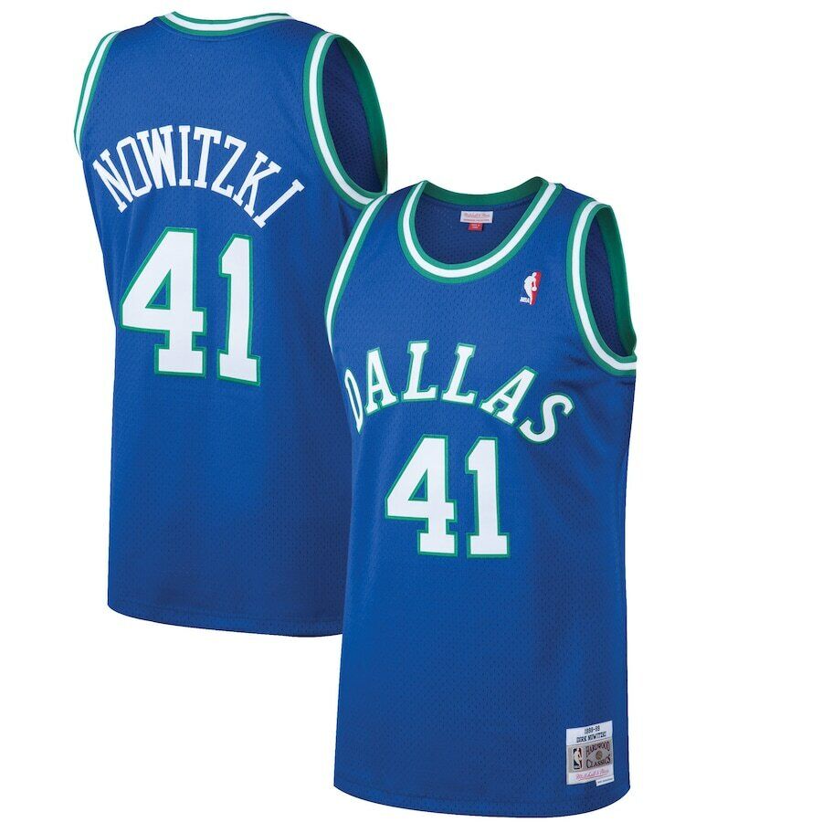 Men's Mitchell & Ness Dirk Nowitzki Royal Dallas Mavericks 1998/99 Hardwood Classics Swingman Throwback - Jersey